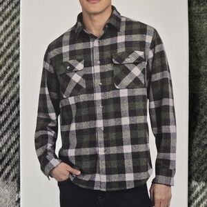 NWT Chaps Men’s Flannel Knit Shirt Long Sleeve Green Check size XXL